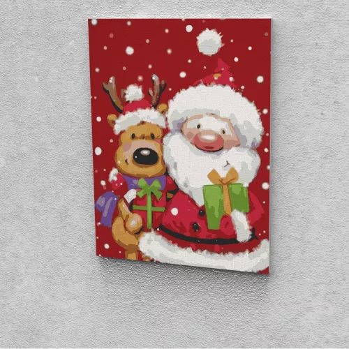 Mikulás és Rudolf festés számok alapján kreatív készlet kerettel