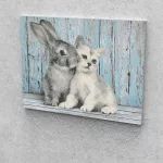 Nyuszi puszi festés számok alapján kreatív készlet keret nélkül 40x50