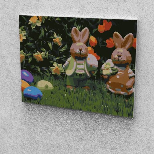 Porcelán nyuszipár festés számok alapján kreatív készlet keret nélkül 30x40