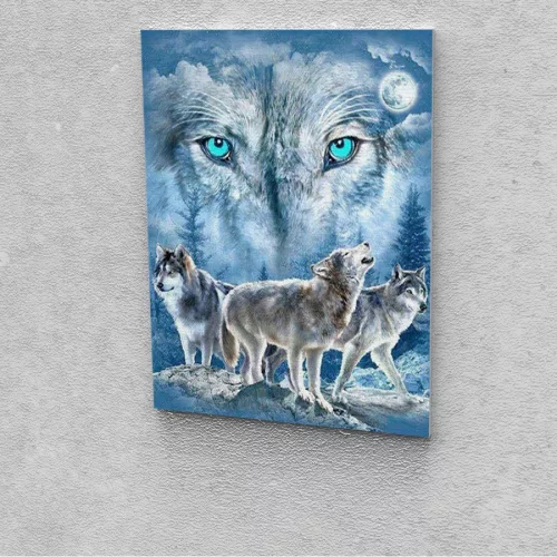 Farkasok festés számok alapján kreatív készlet kerettel 30x40