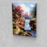 Házikó a vízesés mellett festés számok alapján kreatív készlet keret nélkül