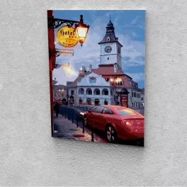   Egy vidéki város festés számok alapján kreatív készlet keret nélkül