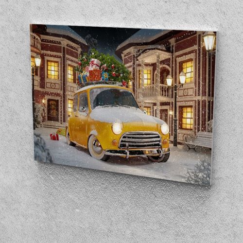 Sárga autó karácsonykor festés számok alapján kreatív készlet 40x50