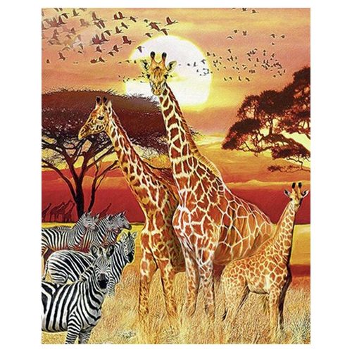Zsiráfok festés számok alapján kreatív készlet kerettel 40x50