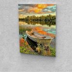 Magányos csónak festés számok alapján kreatív készlet keret nélkül 60x70