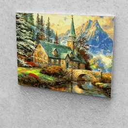   Templom a folyóparton festés számok alapján kreatív készlet keret nélkül 50x60