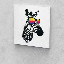   Zebra napszemüvegben festés számok alapján kreatív készlet kerettel 40x50