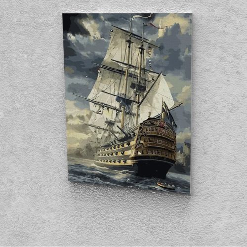 Hajó a tengeren között festés számok alapján kreatív készlet keret nélkül 50x60