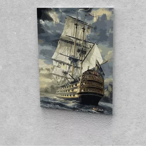 Hajó a tengeren között festés számok alapján kreatív készlet kerettel 50x60