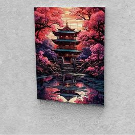   Japán pagoda festés számok alapján kreatív készlet keret nélkül 60x70