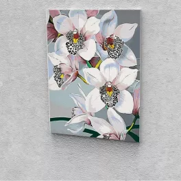   Fehér orchideák festés számok alapján kreatív készlet kerettel 40x50
