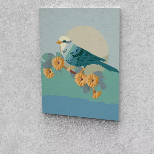 Kék madár festés számok alapján kreatív készlet keret nélkül 40x50