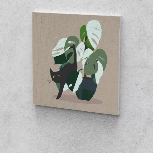 Fekete cica festés számok alapján kreatív készlet 40x40