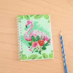 Flamingós mini spirál jegyzetfüzet gyémántszemes kirakó 10x14,5 cm