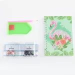 Flamingós mini spirál jegyzetfüzet gyémántszemes kirakó 10x14,5 cm