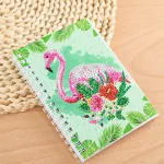 Flamingós mini spirál jegyzetfüzet gyémántszemes kirakó 10x14,5 cm