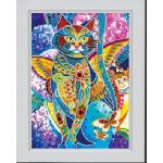 Sötétben világító Cica kör alakú kreatív gyémánt kirakó