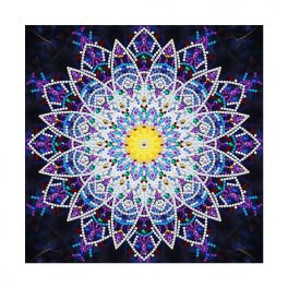   Sötétben világító Kék Mandala kör alakú kreatív gyémánt kirakó