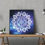 Sötétben világító Belső Béke Mandala kör alakú kreatív gyémánt kirakó