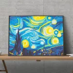 Sötétben világító Csillagos éj kör alakú kövekkel kreatív gyémánt kirakó