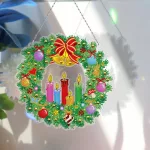 Koszorú gyertyákkal karácsonyi gyémántszemmel kirakható ajtódísz világítással