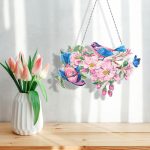 Rózsaszín kék madaras gyémántszemmel kirakható ajtódísz