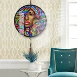 Afrikai nő különleges kör alakú Gyémántszemes kirakó kör alakú plexi kerettel 