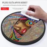Afrikai nő különleges kör alakú Gyémántszemes kirakó kör alakú plexi kerettel 