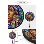 Afrikai nő különleges kör alakú Gyémántszemes kirakó kör alakú plexi kerettel 