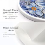 Kék virágok pillangóval különleges kör alakú Gyémántszemes kirakó kör alakú plexi kerettel 