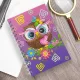 Bagoly mini spirál jegyzetfüzet gyémántszemes kirakó 10x14,5 cm