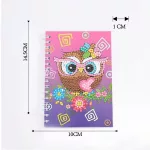 Bagoly mini spirál jegyzetfüzet gyémántszemes kirakó 10x14,5 cm