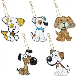 Cuki kutyusok gyémántszemes kirakó kulcstartók