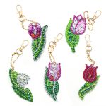 Tulipános gyémántszemes kulcstartó kirakó készlet