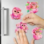 Rózsaszín baglyok gyémántszemes kirakó kulcstartók