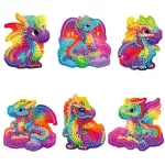 Szivárványos sárkányok 6 db-os gyémántszemes kirakó kulcstartók