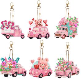   Rózsaszín autók szeretet járat gyémántszemes kirakó kulcstartók