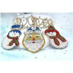 Mikulás Hóember Ünnepi gyémántszemes kirakó kulcstartók 