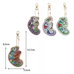 Színes kaméleonok gyémántszemmel kirakható kulcstartók