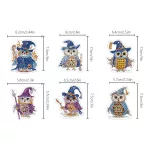 Tudós baglyok 6 részes gyémántszemmel kirakható kulcstartók