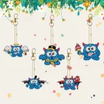 Kék baglyok 5 részes gyémántszemmel kirakható kulcstartók