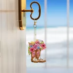 Csizmák virággal gyémántszemmel kirakható kulcstartók