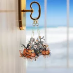 Halloween tökök gyémántszemmel kirakható kulcstartók