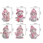 Rózsaszín hóemberek gyémántszemmel kirakható kulcstartók