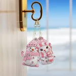 Rózsaszín hóemberek gyémántszemmel kirakható kulcstartók