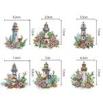 Világítótornyok 6 részes gyémántszemmel kirakható kulcstartók