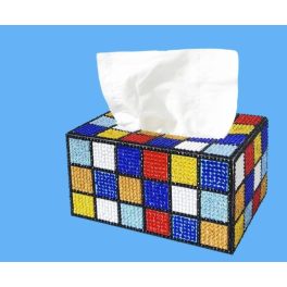   Rubik kocka mintás zsebkendőtartó doboz gyémántszemes kirakó