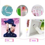 Kék kalapos lány gyémántszemes kirakó gyerekeknek kerettel