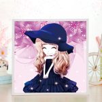 Kék kalapos lány gyémántszemes kirakó gyerekeknek kerettel