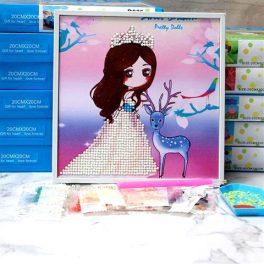   Hercegnő gyémántszemes kirakó gyerekeknek kerettel 20x20 cm